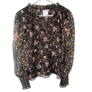 Misa Boho Peasant Floral Siena Blouse Top Women Medium Fairy Goth Sheer Designer